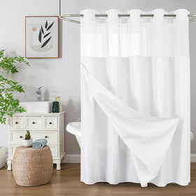Colorful Star no-hook shower curtain 72x75 inches white, quick install and privacy.