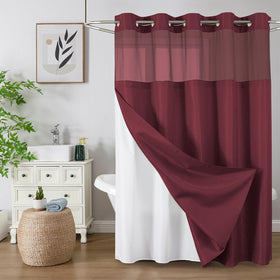 Colorful Star no-hook waffle curtain in burgundy with elegant drape.