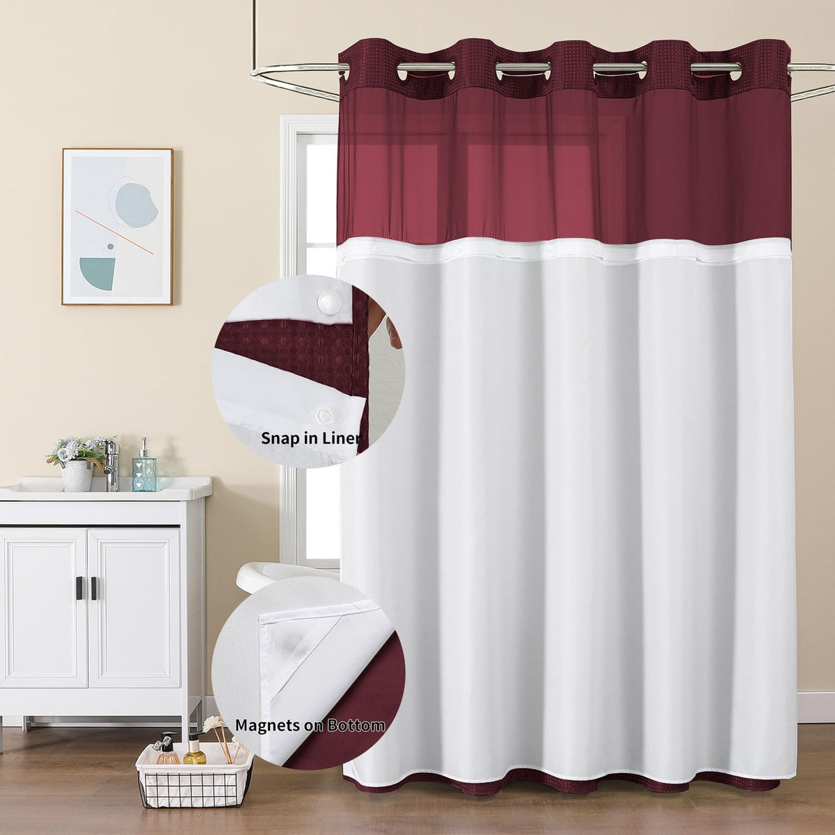Colorful Star no-hook waffle curtain top window allows light while privacy.