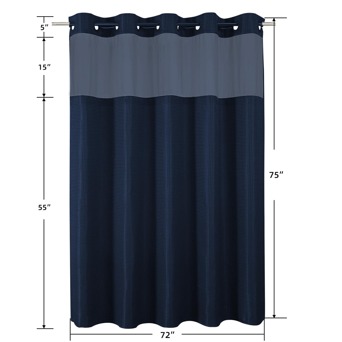 Colorful Star navy curtain fits 72x75 inches with privacy and light control.