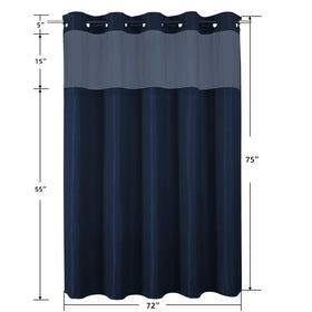 Colorful Star navy curtain fits 72x75 inches with privacy and light control.