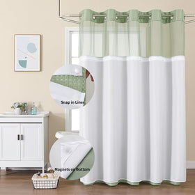 Colorful Star waffle-weave curtain adds premium texture to any bathroom