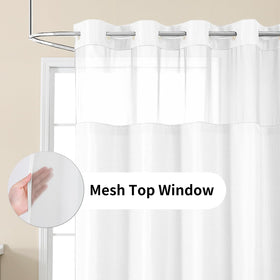 Colorful Star waffle-weave curtain finished in crisp white for a stylish bathroom.