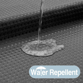 Water-repellant waffle fabric from Colorful Star for a drier bathroom floor.