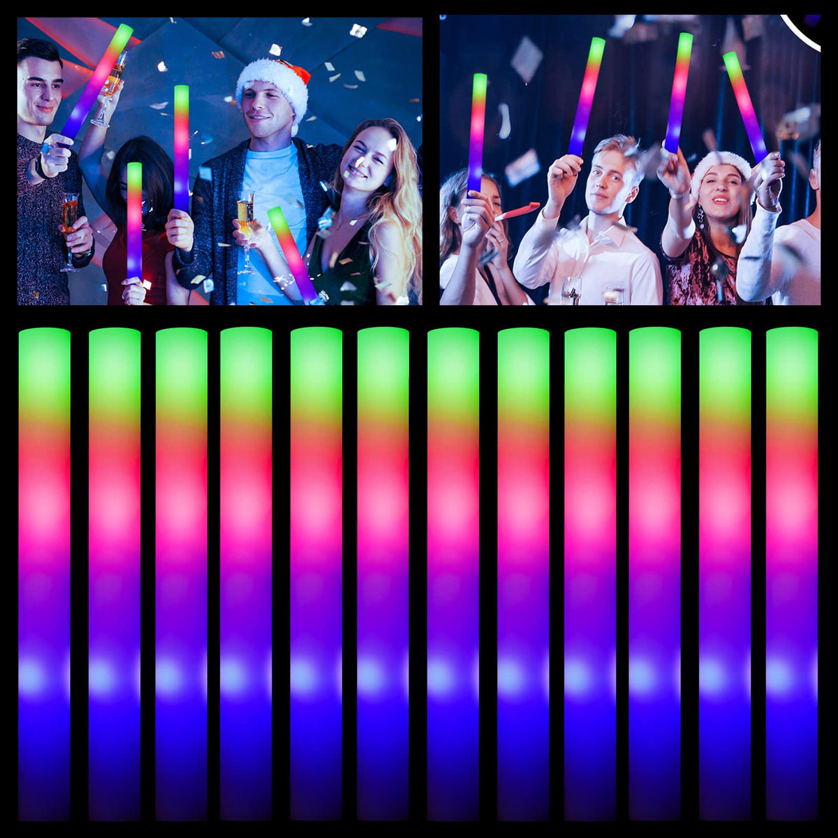 ColorHome Glow Sticks pack of foam sticks in vibrant colors for nighttime events