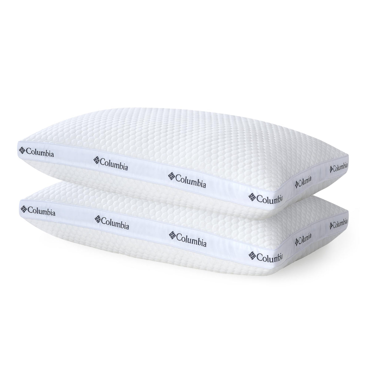 Columbia Ice Fiber pillow front view with cooling cover for hot sleepers.