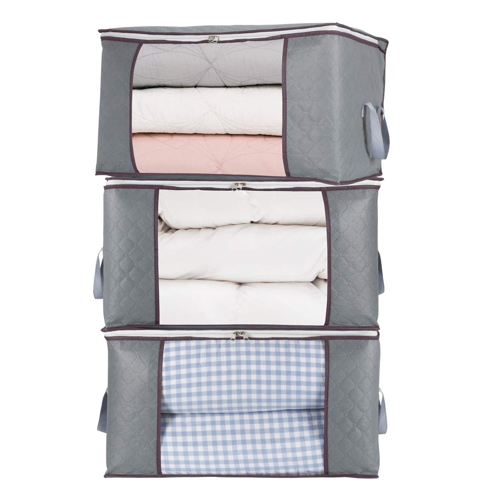 combocube storage bag with large clear window shows king-size bedding at a glance