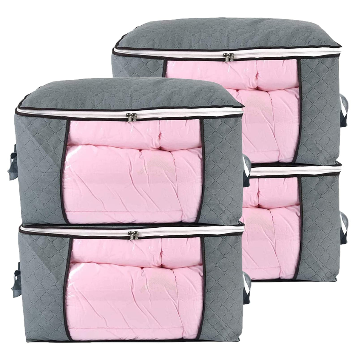 ComboCube comforter storage bag with a clear window helps quickly identify bedding.