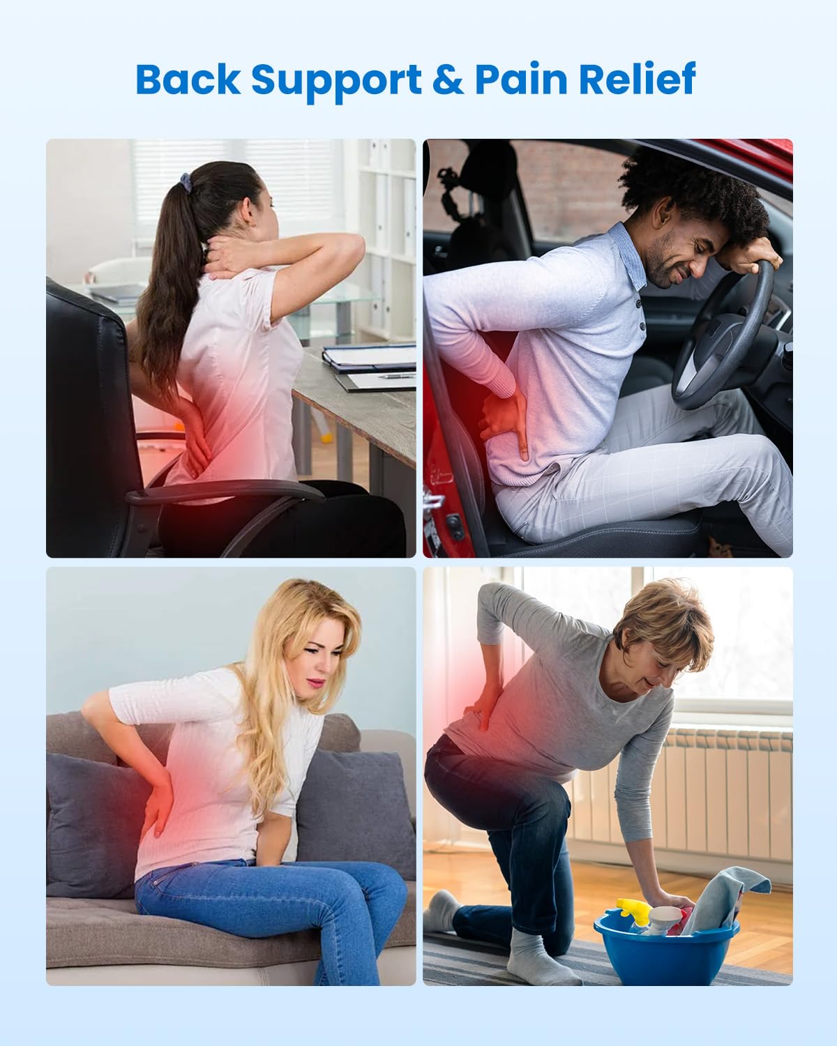 COMFIER lumbar support pillow used on a car seat for steady back posture