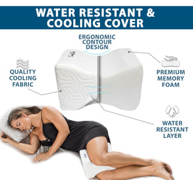 Adjustable strap on ComfiLife knee pillow for stable side sleeping