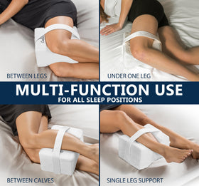 Waterproof cover on ComfiLife knee pillow protects fabric during sleep