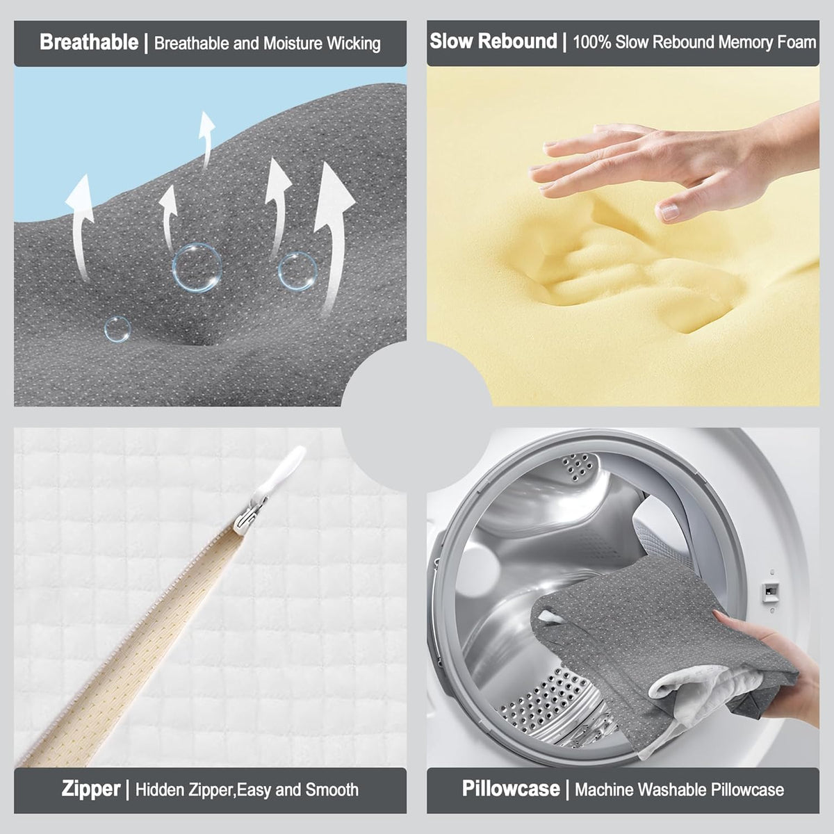 Comforshare Home pillow dimensions 23.62 by 16.93 by 4.72 inches for versatile use.