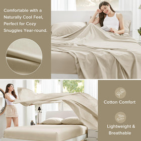 Comfort Spaces pillowcase completes the cream sheet set with a clean look.