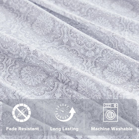 Detailed stitching on Comfort Spaces Adelia Gray sheets indicating durability.