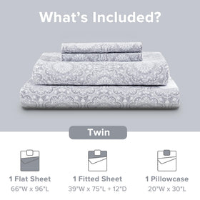 Comfort Spaces Adelia Gray flat sheet ready for easy bedding setup.