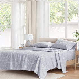 Comfort Spaces Adelia Gray flat sheet showcases breathable cotton for all-season comfort.