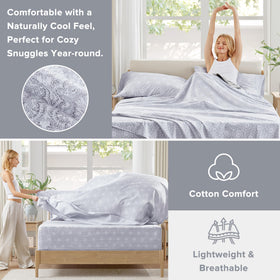 Comfort Spaces Adelia Gray floral print close-up offers serene bedroom vibes.