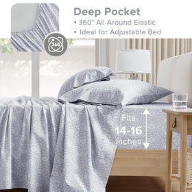 Comfort Spaces Adelia Gray geometric print close-up reveals modern style.