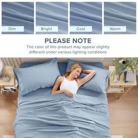 Comfort Spaces all-season bedding in blue, ideal for year-round comfort.
