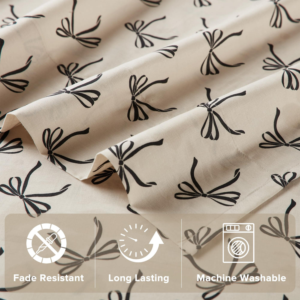 All-season Comfort Spaces Bow cotton sheet set blending with multiple decor colors