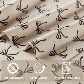 All-season Comfort Spaces Bow cotton sheet set blending with multiple decor colors