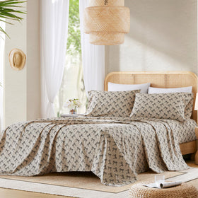 Comfort Spaces Bow Black Taupe pillowcase finished look for bedding set