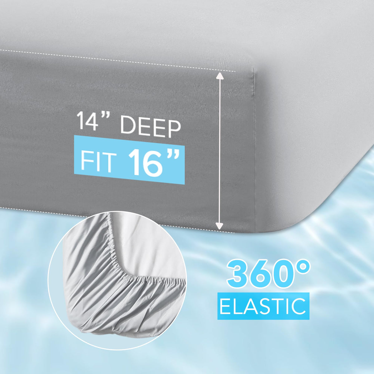 Comfort Spaces CoolMax fitted sheet deep-pocket 16in fit on King mattress.