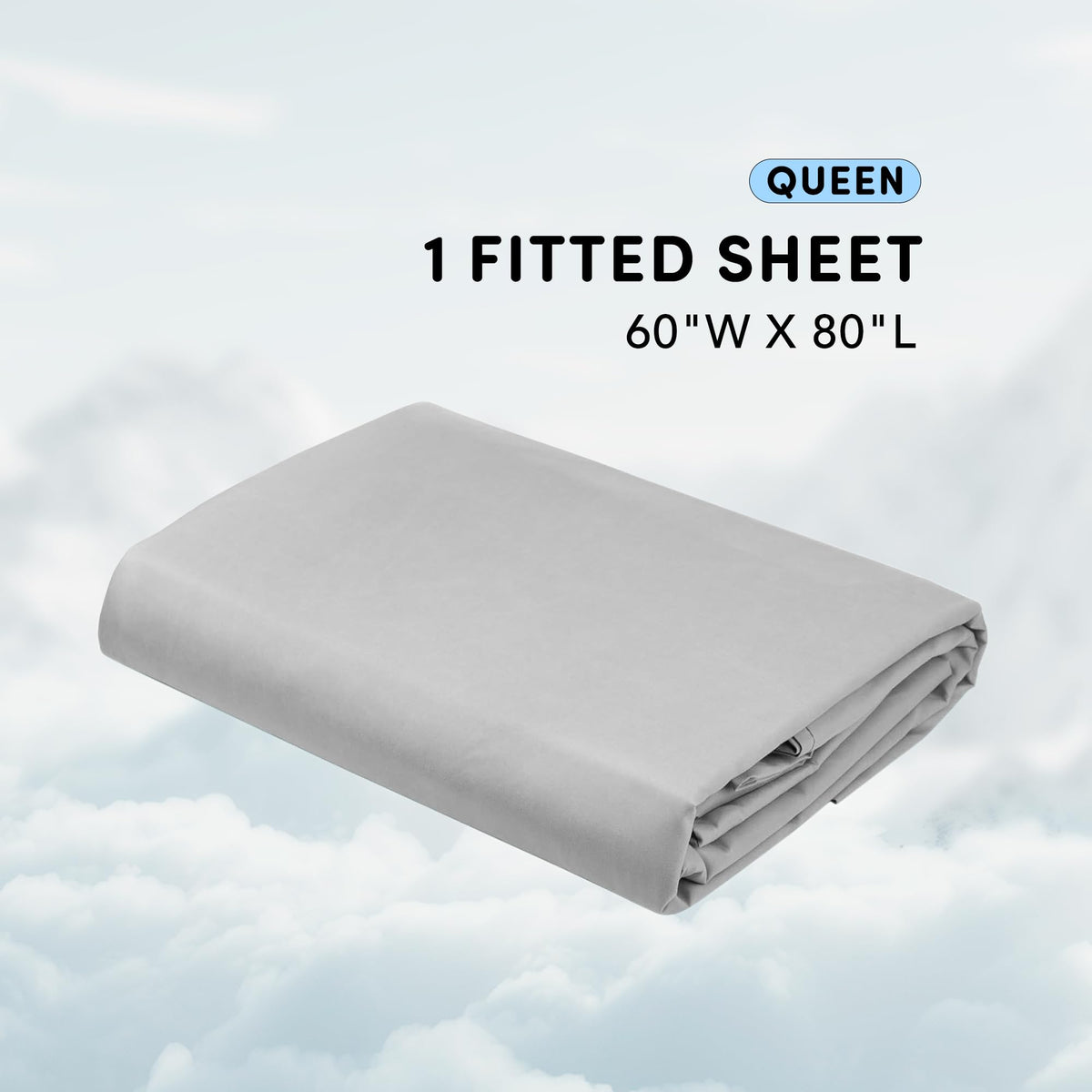 Comfort Spaces CoolMax fitted sheet on a queen bed in grey with secure fit