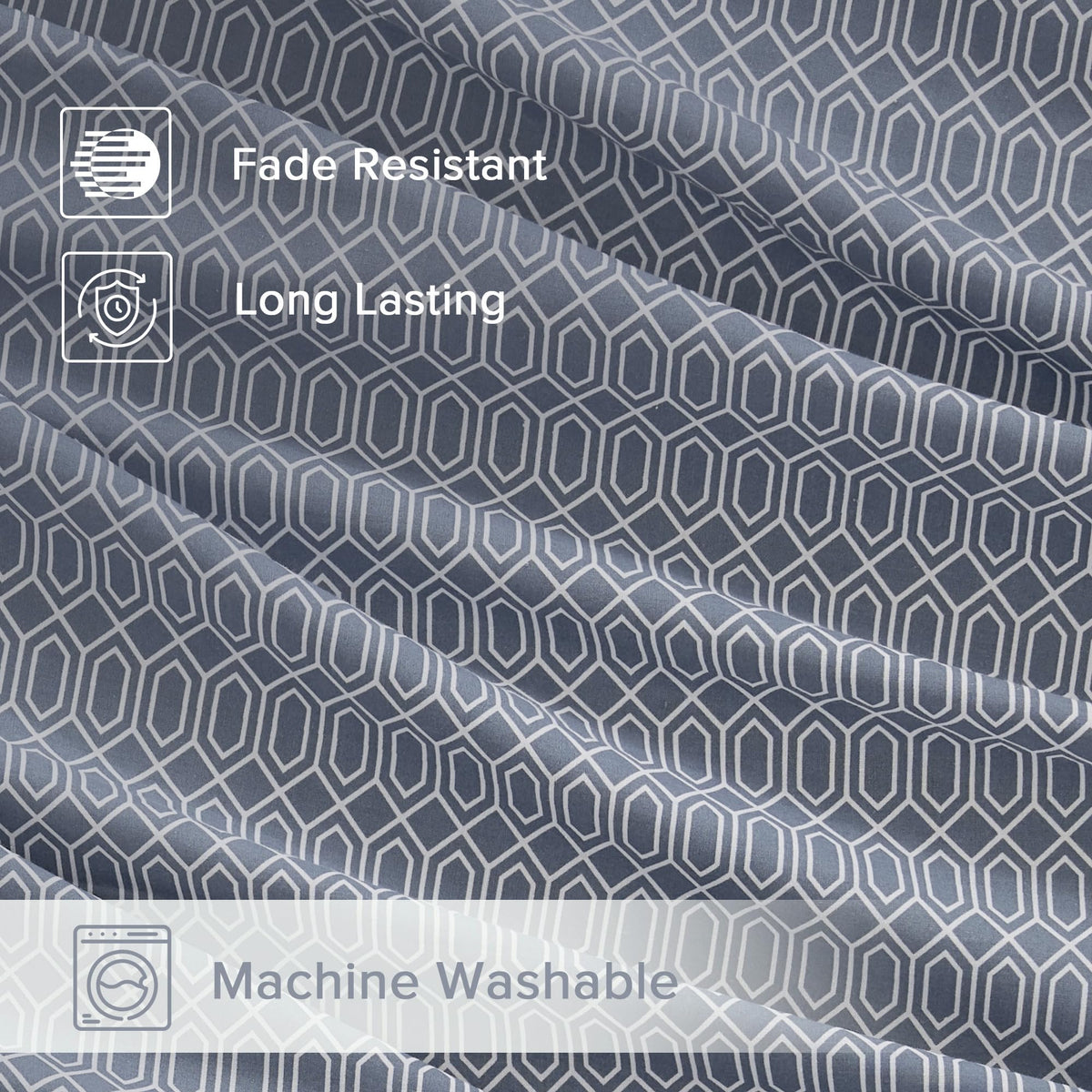 Care label on Comfort Spaces sheets indicates machine washable ease