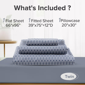 Comfort Spaces diamond blue printed sheets add stylish bedroom touch