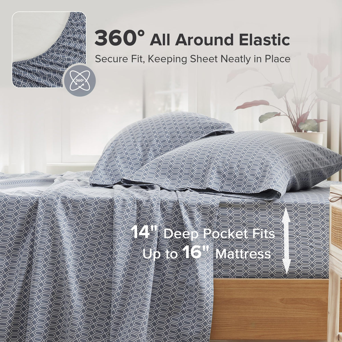 Comfort Spaces Diamond Blue cotton fabric close-up highlighting soft, smooth texture