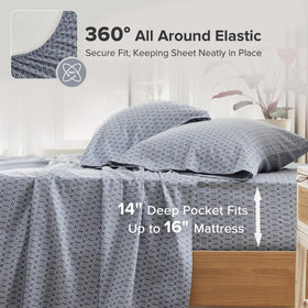 Comfort Spaces Diamond Blue cotton fabric close-up highlighting soft, smooth texture