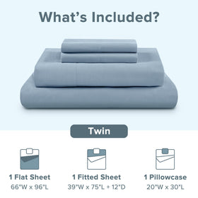 Comfort Spaces fitted sheet 39x75+12 blue keeps sheets secure on tall mattresses.