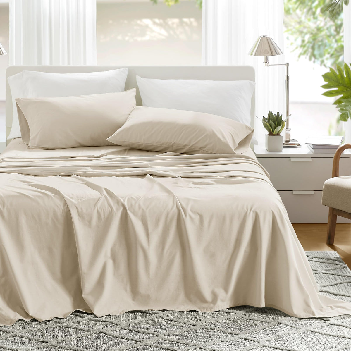 Comfort Spaces flat sheet 81x96 with soft touch and ample coverage.