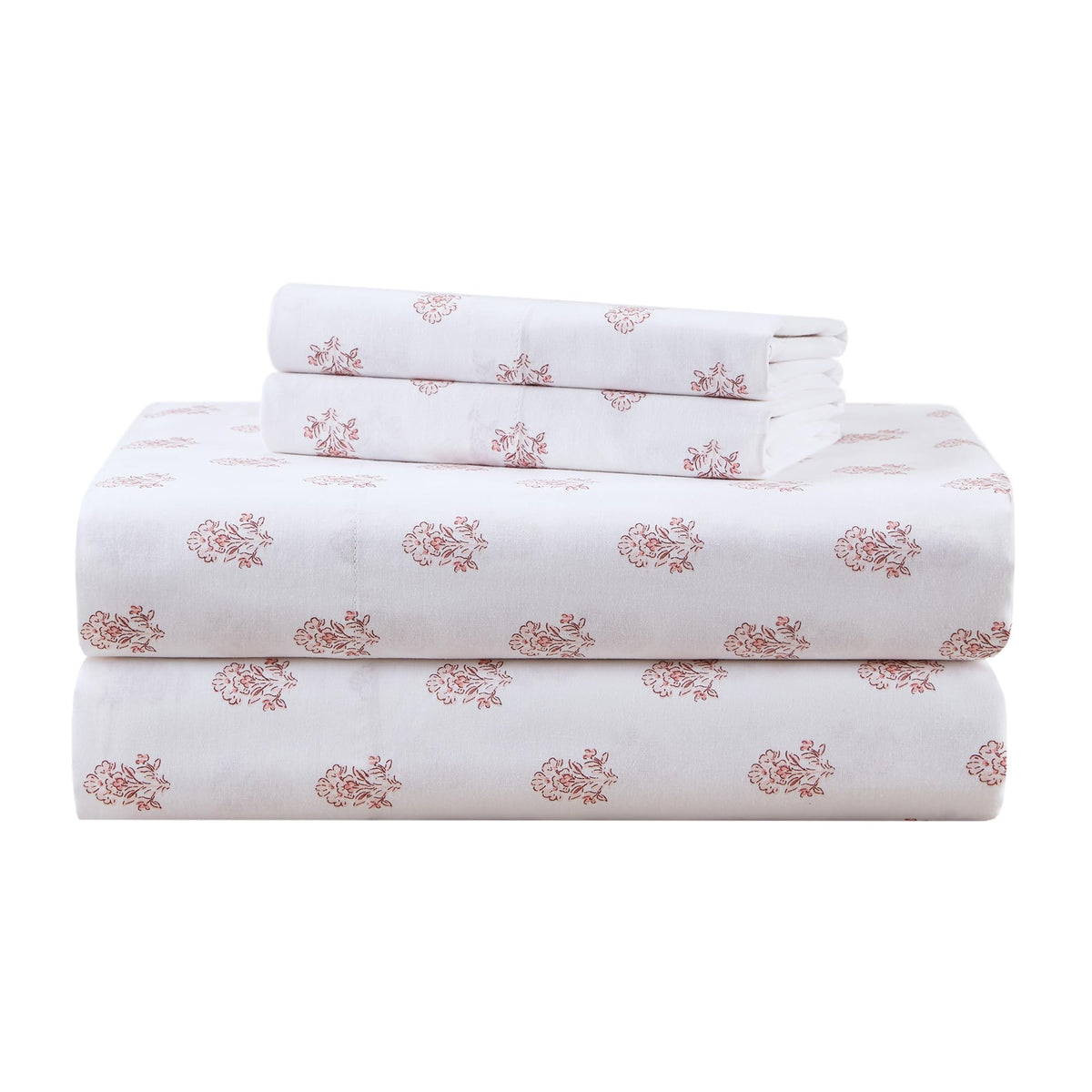 Comfort Spaces Floral Cotton Sheets flat sheet showing breathable cotton for cooling comfort