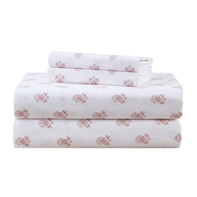 Comfort Spaces Floral Cotton Sheets flat sheet showing breathable cotton for cooling comfort