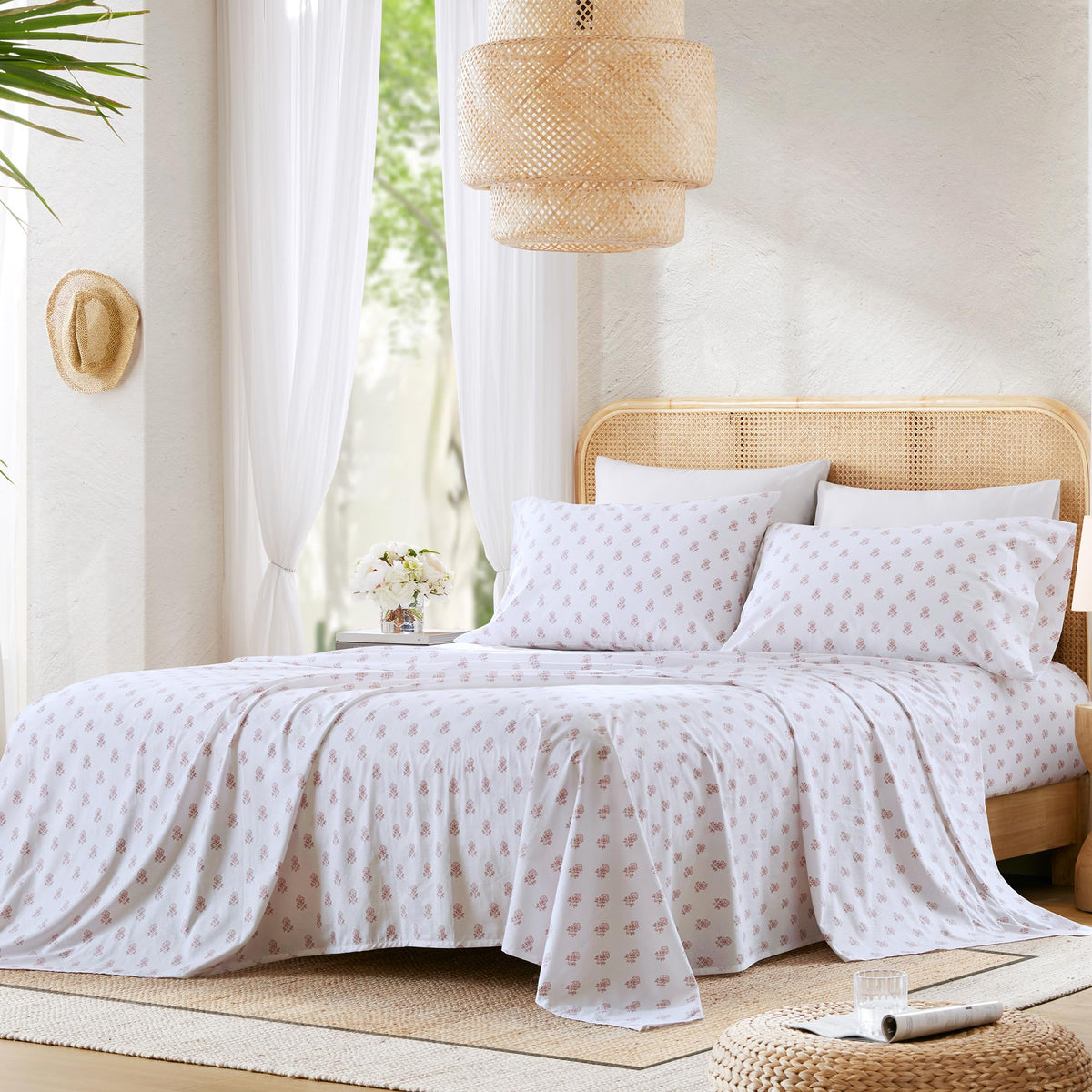 Comfort Spaces Floral Cotton Sheets pillowcase one highlights soft fabric and comfort