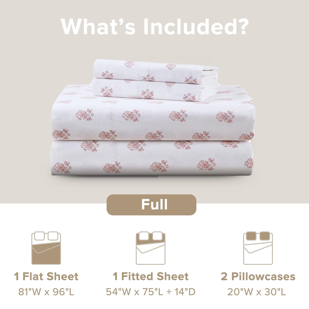 Comfort Spaces Floral Cotton Sheets second pillowcase for complete bed set