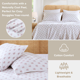 14-inch pocket fit demonstrated on Comfort Spaces Floral Cotton Sheets