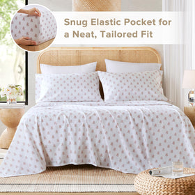 All-seasons versatility of Comfort Spaces floral pink sheet set on a neatly made bed