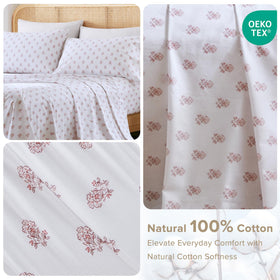 Comfort Spaces floral pink twin fitted sheet with 12-inch elastic pocket for secure fit