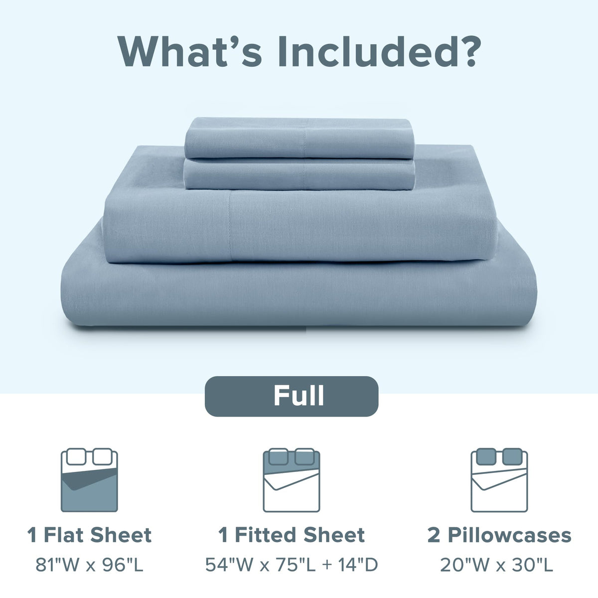 Comfort Spaces full-blue pillows image, two standard pillows for head support.