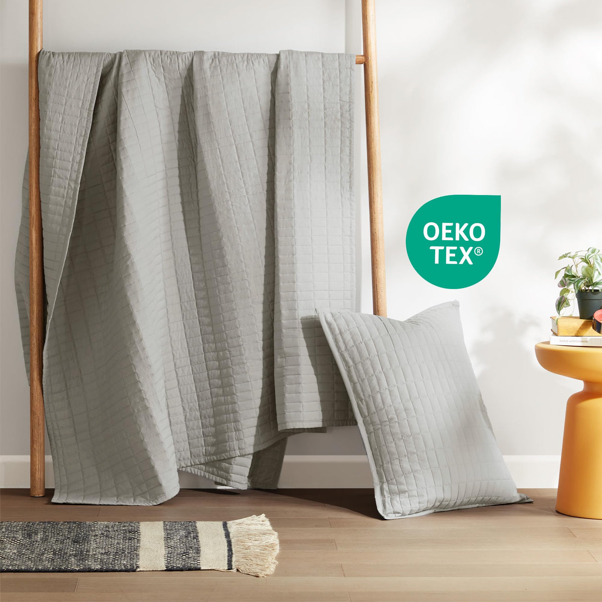 Comfort Spaces Kienna all-season bedding styled in a modern bedroom setting.