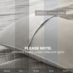 Comfort Spaces Kienna bedroom decor showing a calm, grey palette with the quilt.