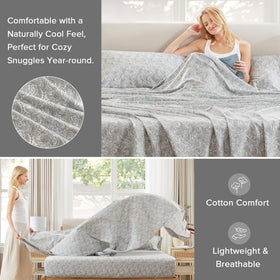Paisley print on Comfort Spaces sheets adds timeless king-bed style.