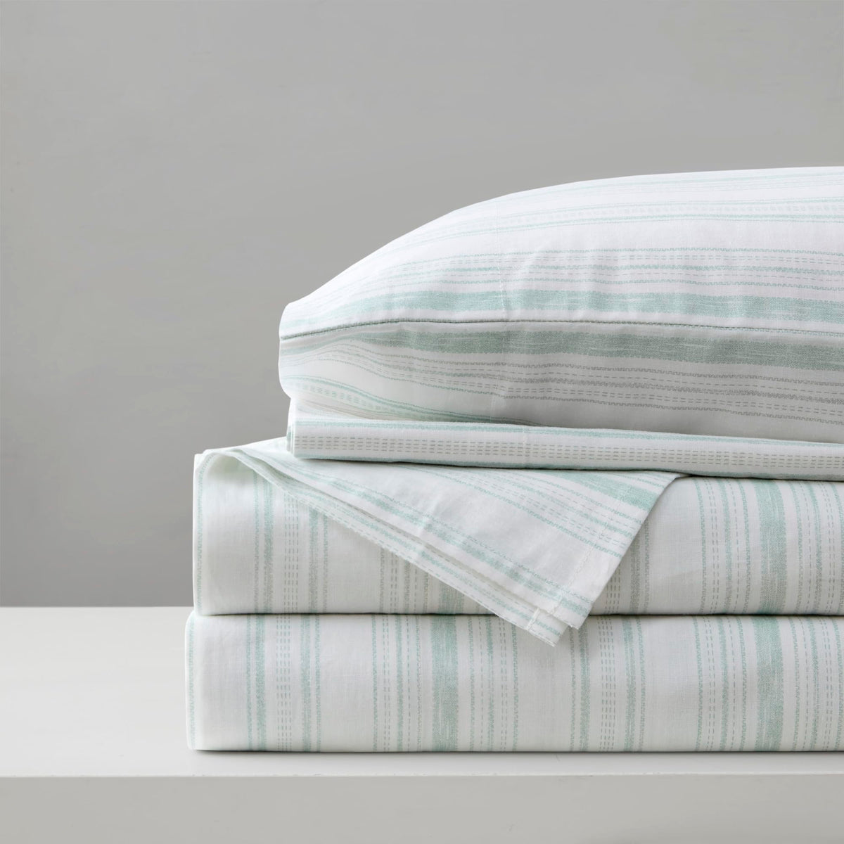 Comfort Spaces full sheet set flat sheet displays breathable 100% cotton comfort.
