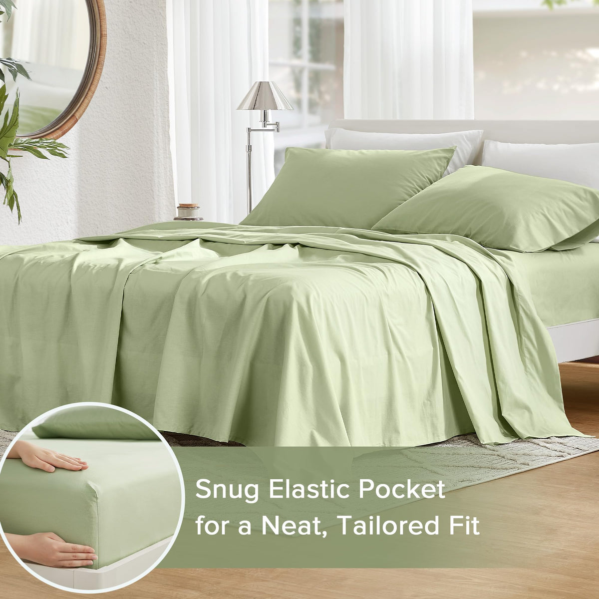Elastic-fitted design keeps sheets in place all night