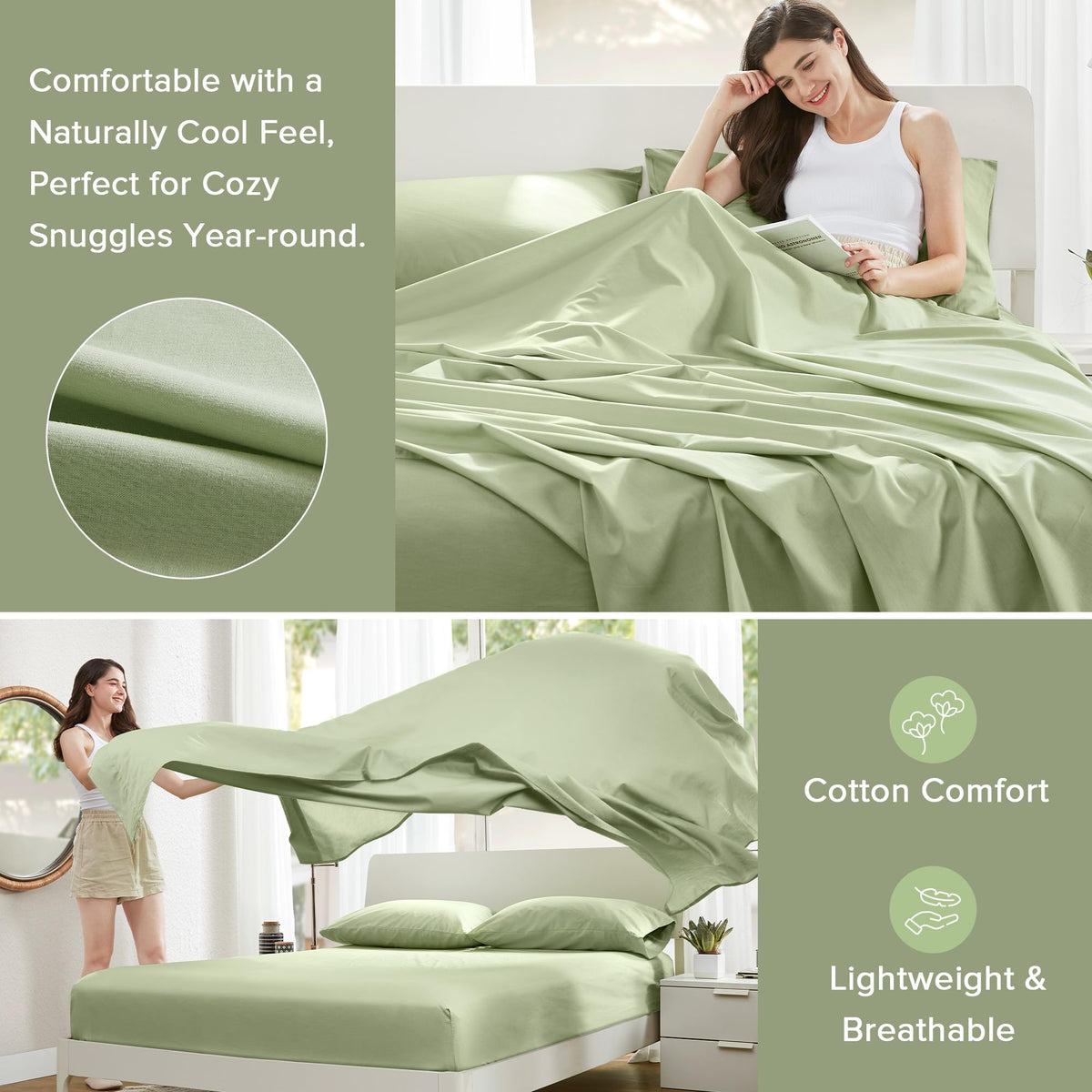 Comfort Spaces pillowcase highlights breathable cotton for soft, cool nights