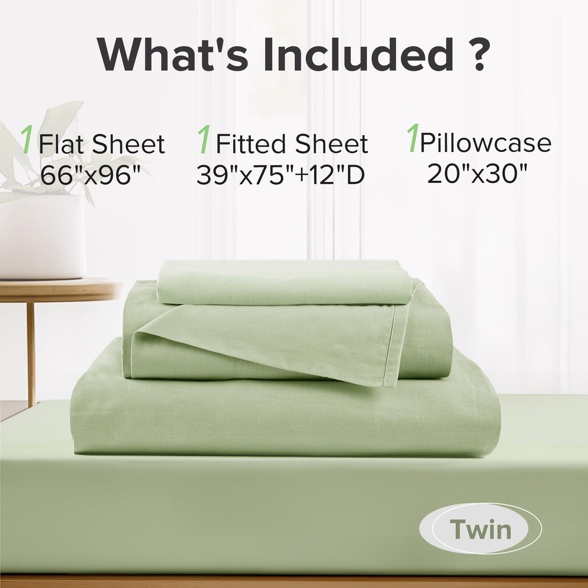 Sage green color brings calm to a cozy bedroom