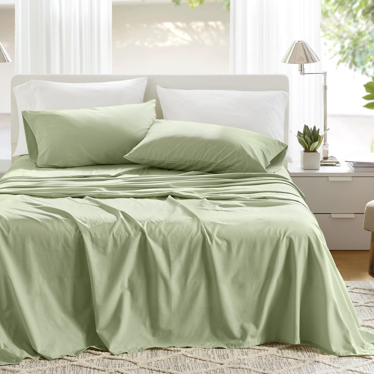Comfort Spaces twin flat sheets fit snugly on a standard bed for smooth sleep